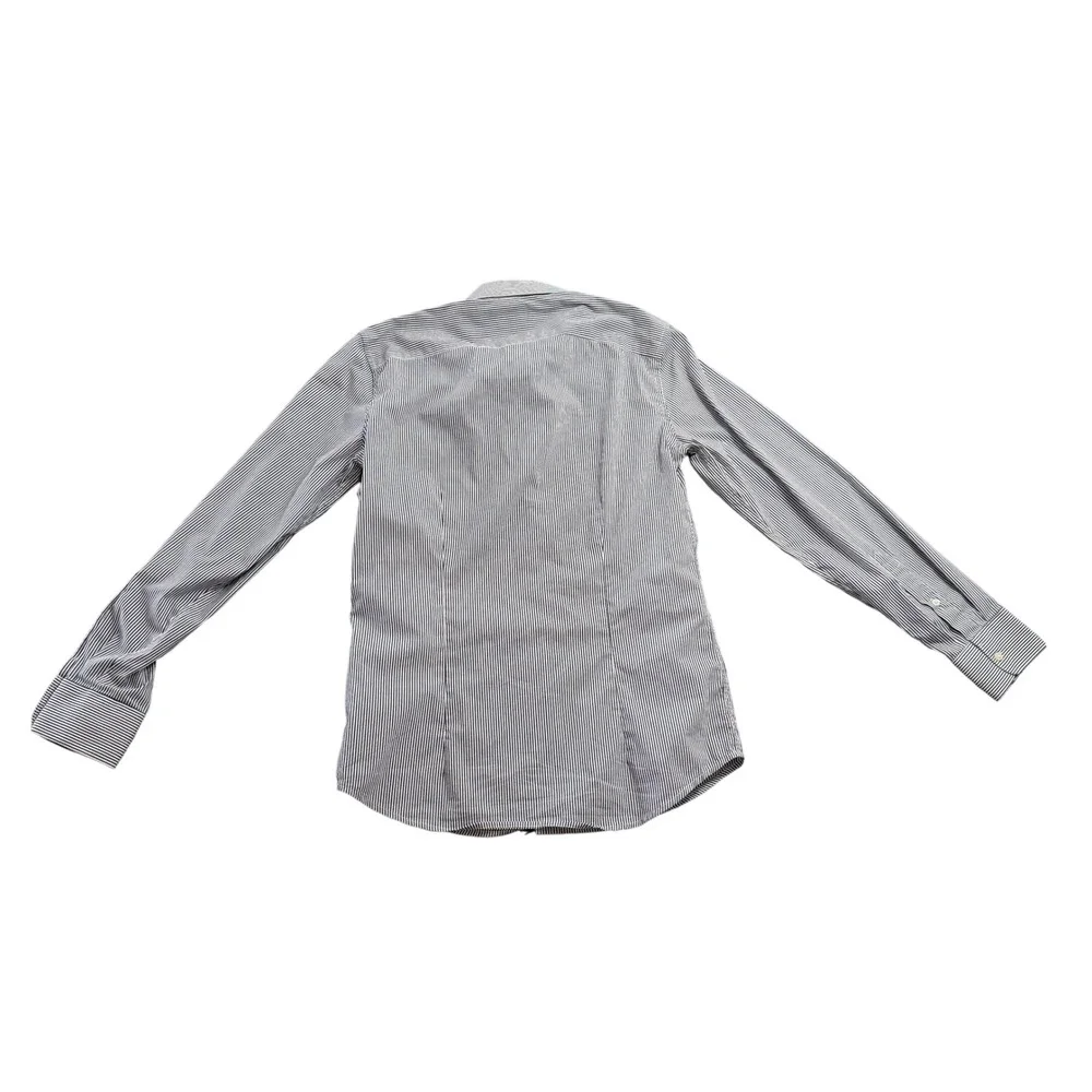 United Colors of Benetton Men Small Pinstripe Long Sleeve Button Down Shirt Navy